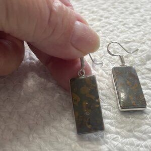 Natural FRUIT JASPER Handmade Sterling 925 Dangle Earrings #847D